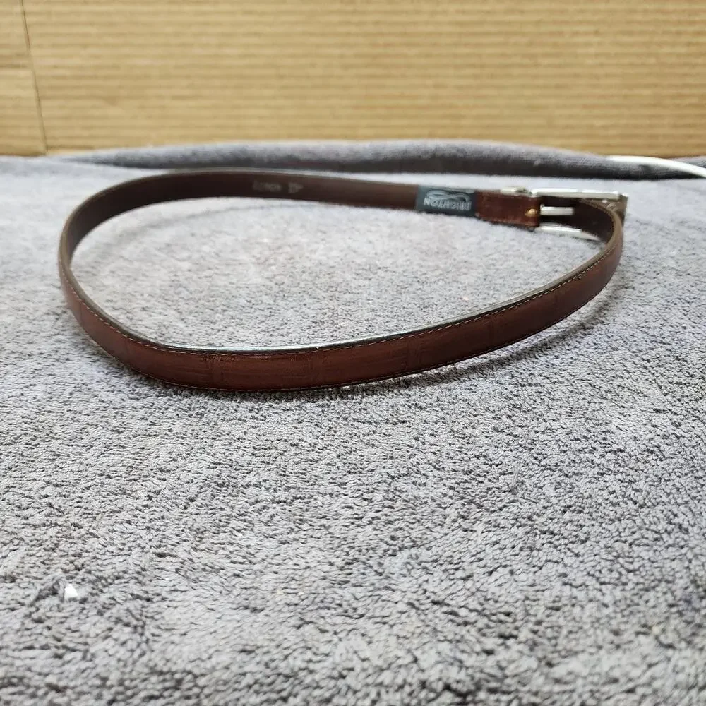 Brighton leather belt brown with Silver buckle EUC 4B4OZ Large-34 b50